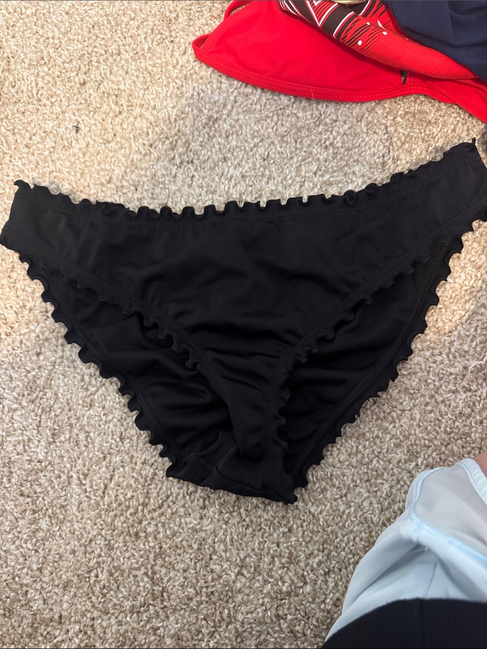 Shade & Shore Black Ruffle-Edge Bikini Bottoms